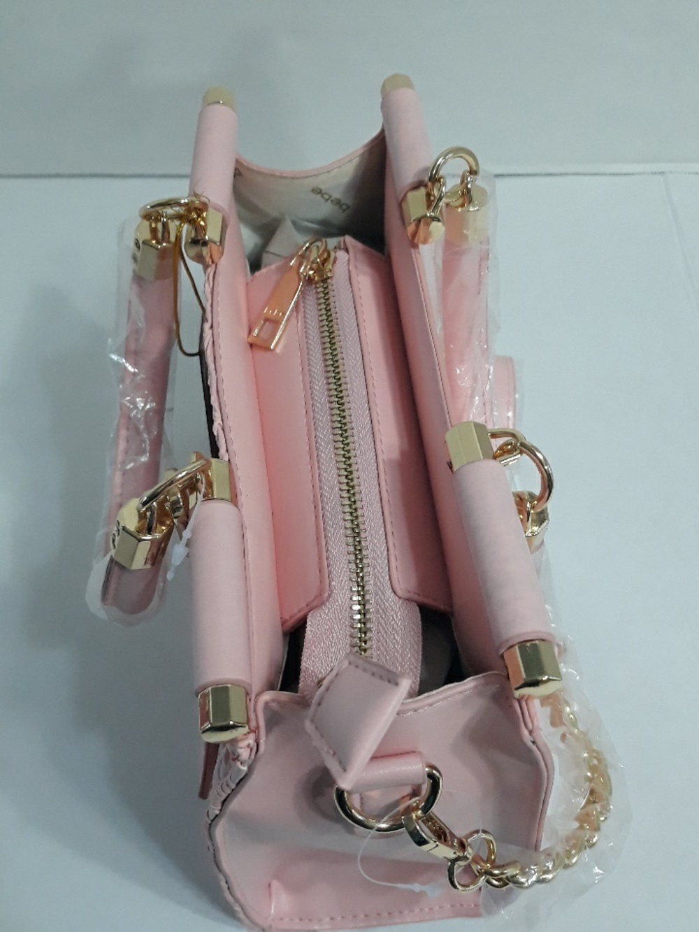 BEBE NOLA Pink Textured Satchel with Card Holder and Gold Accents *NWT* - Picture 6 of 7